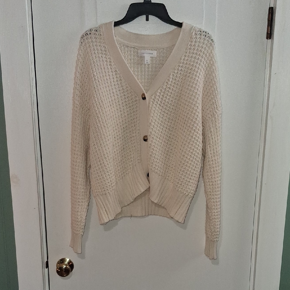 POPSUGAR Cream Button-Up Cardigan